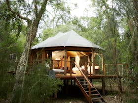 Luxury  safari tent amongst the gumtrees and paperbarks