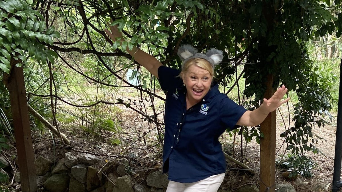 Ranger Stacey pretending to flap her wings