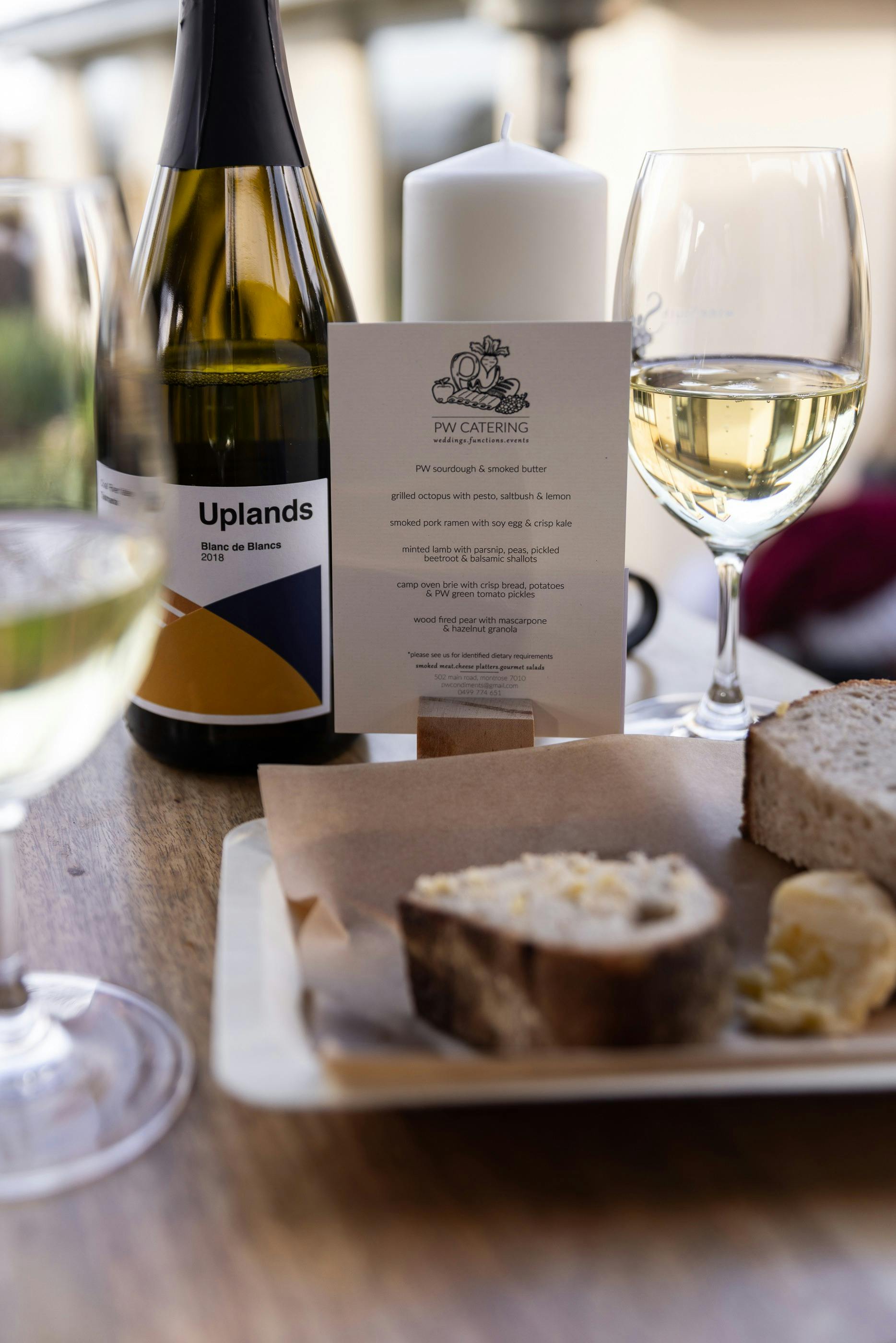 Wine and Food on table