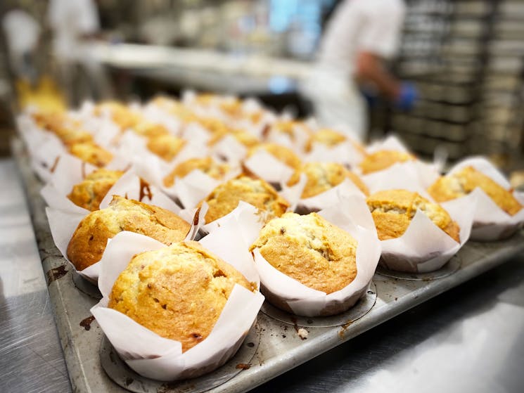 Trappers bakery Muffins on tray