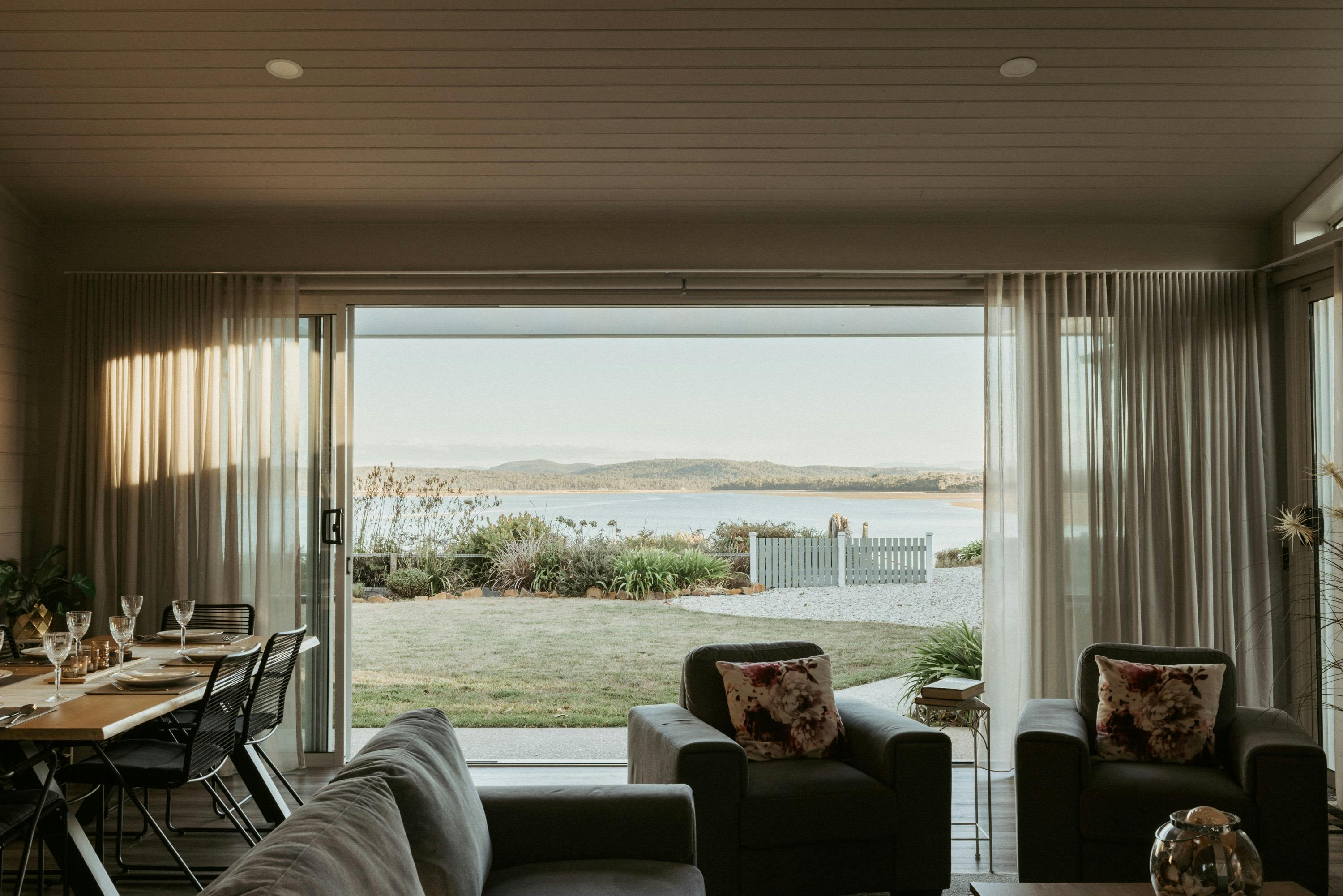 Enjoy beautiful views of the Rubicon Estuary right from the comfort of the living room.