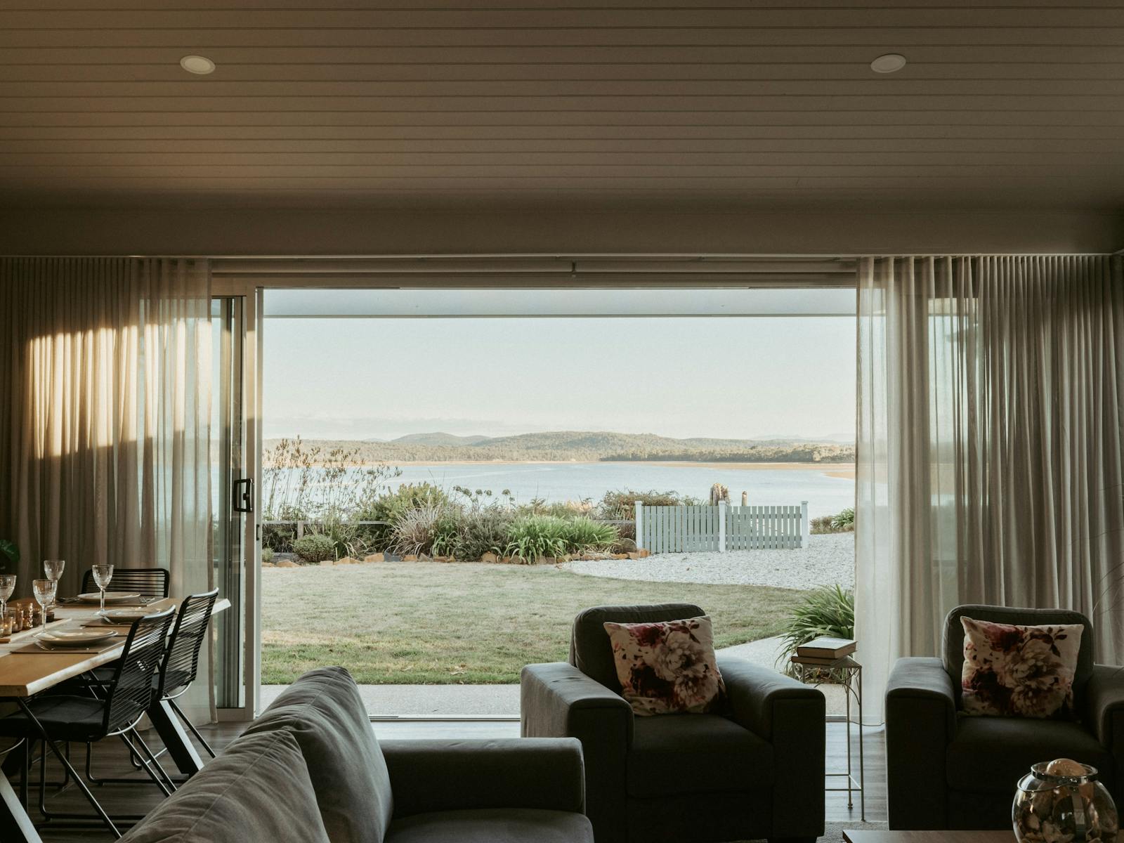 Enjoy beautiful views of the Rubicon Estuary right from the comfort of the living room.