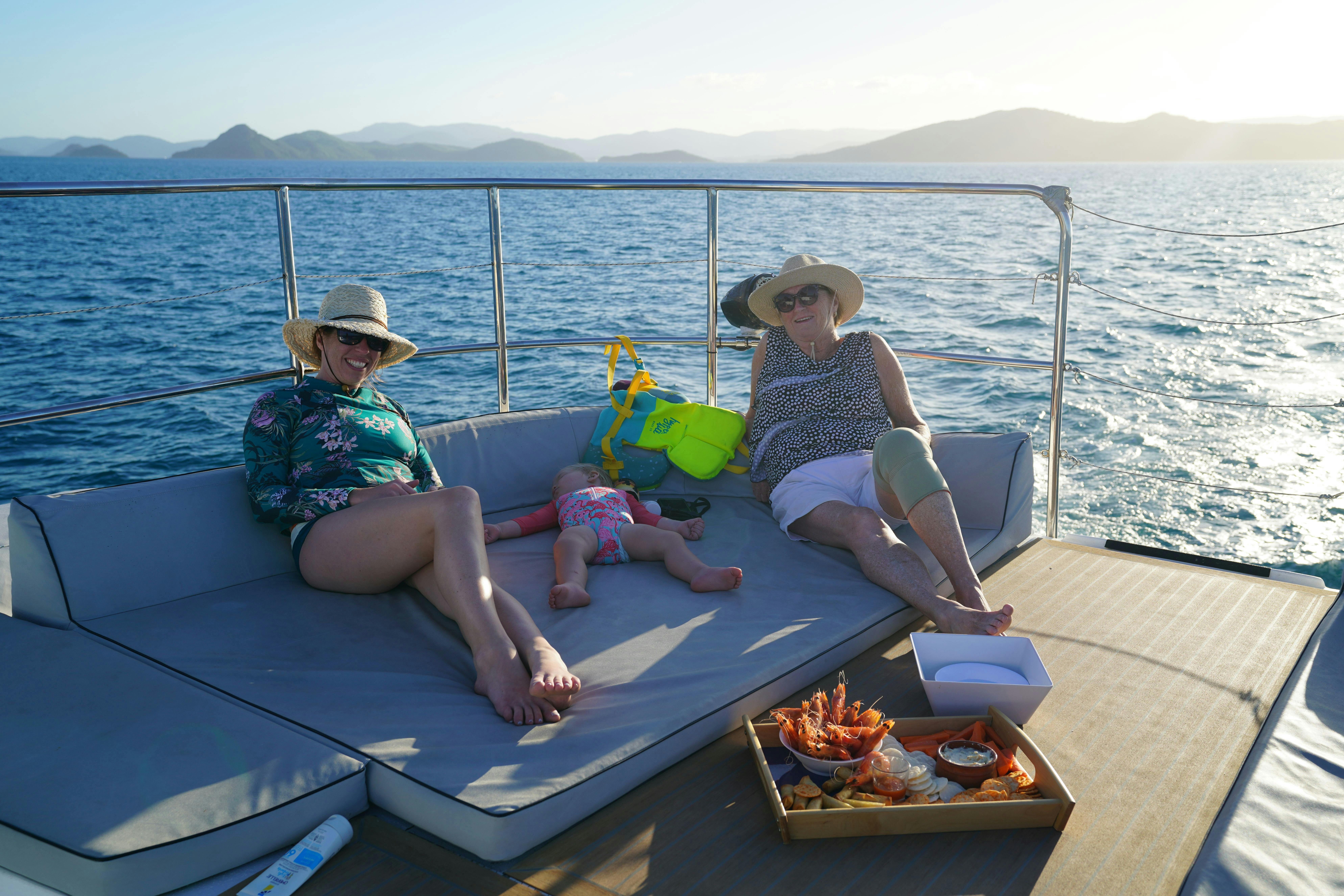 Relaxing on the top sundeck