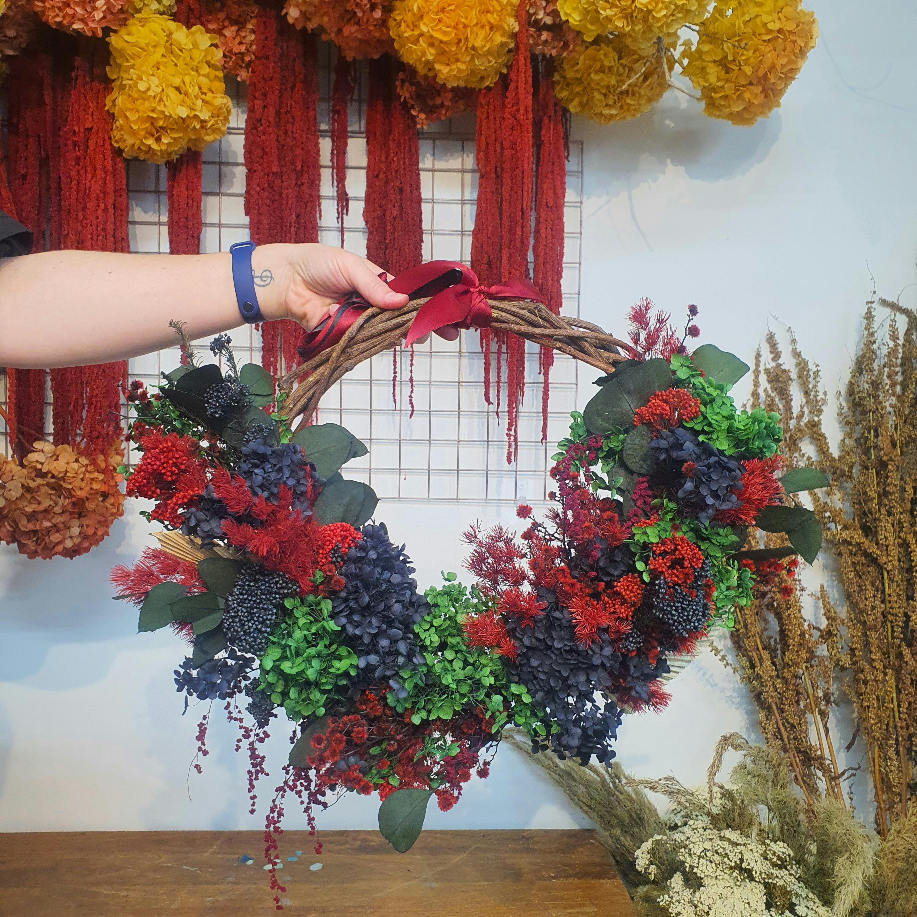 Everlasting Christmas Wreath Workshop with dried & preserved Flower