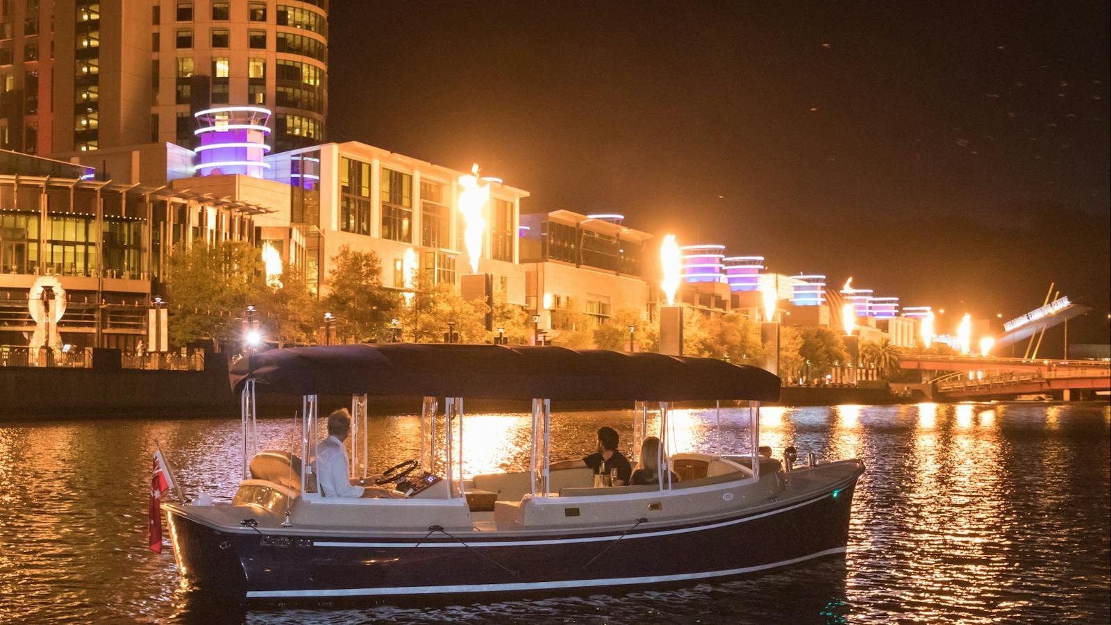 See the crown flames on your private Yarra River cruise