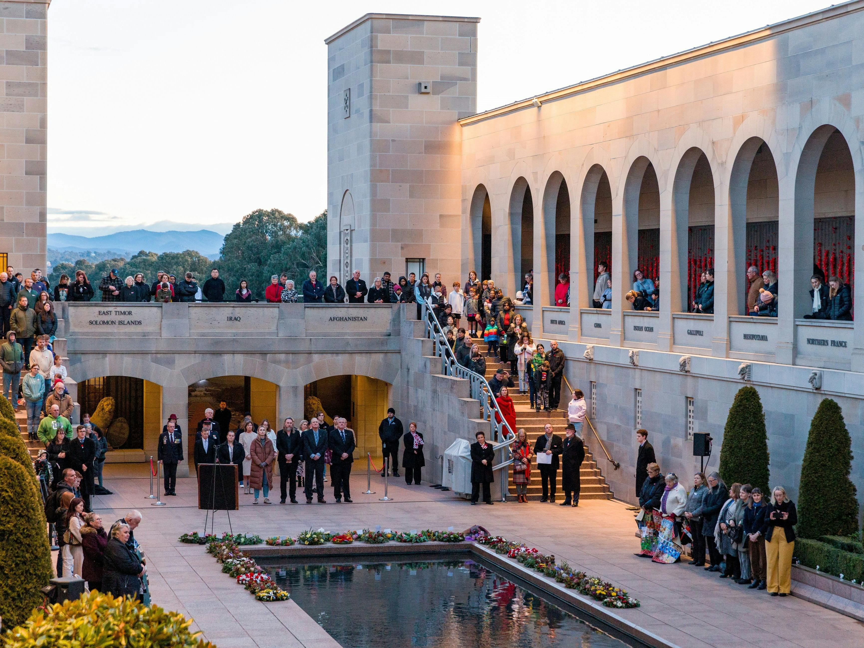 Visitors at the Last Post Ceremony held at the Australian War Memorial