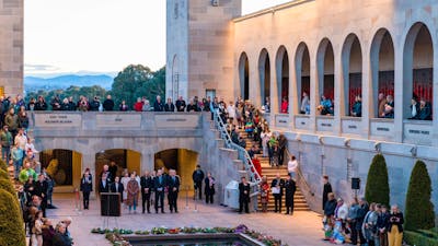 Visitors at the Last Post Ceremony held at the Australian War Memorial