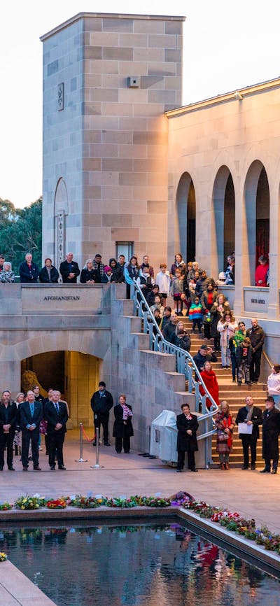 Visitors at the Last Post Ceremony held at the Australian War Memorial