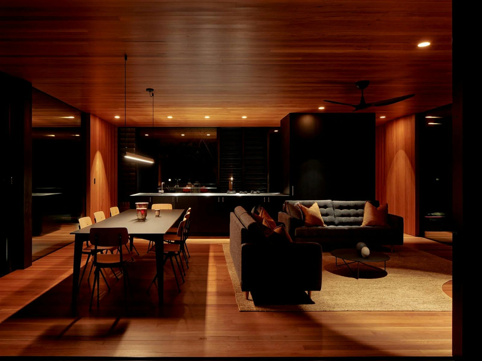 spacious living area that effortlessly connects to the dining space and stunning kitchen