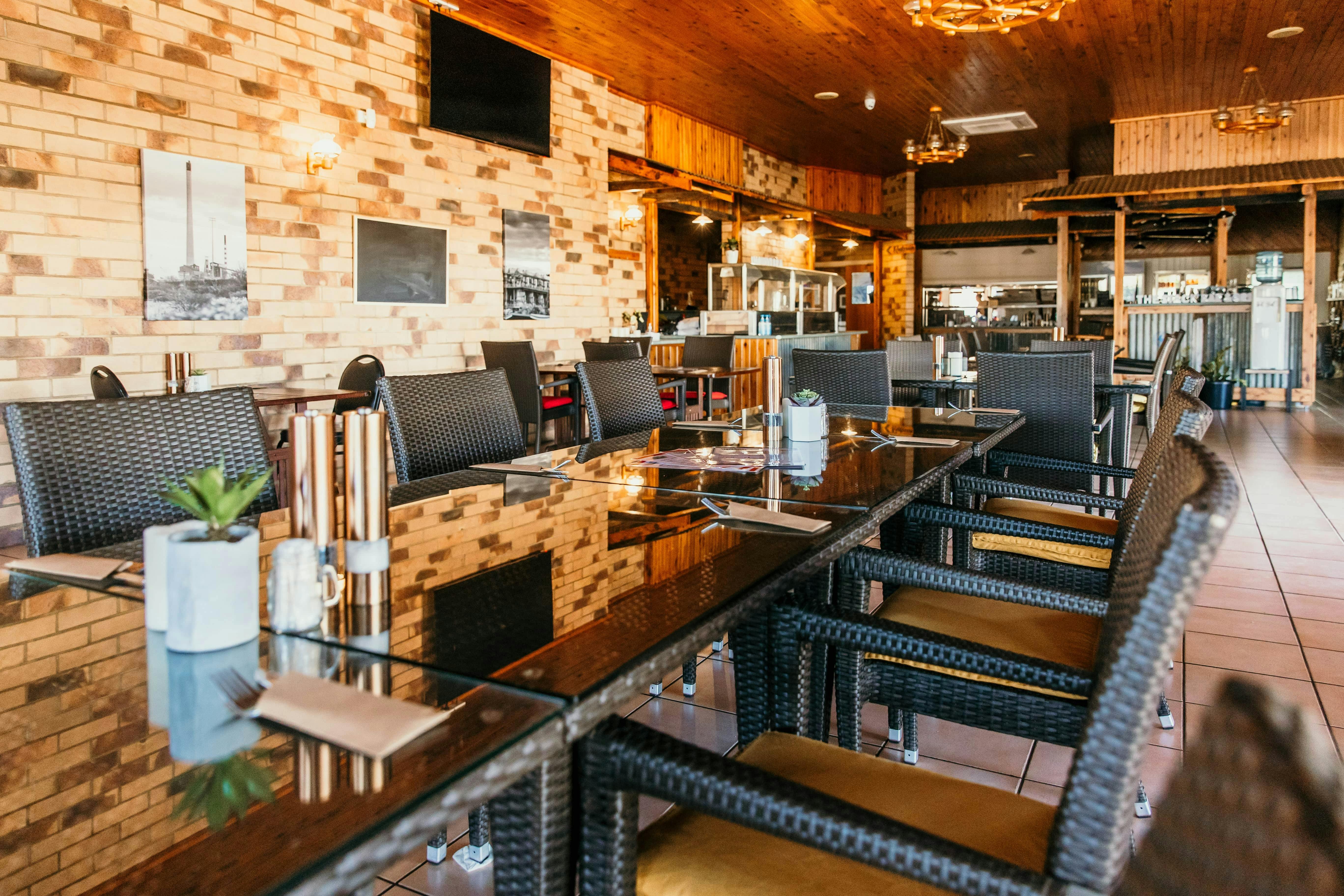A large table in the restaurant