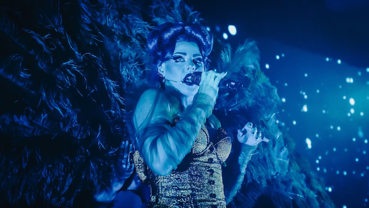 Performer on stage at Dracula's Cabaret