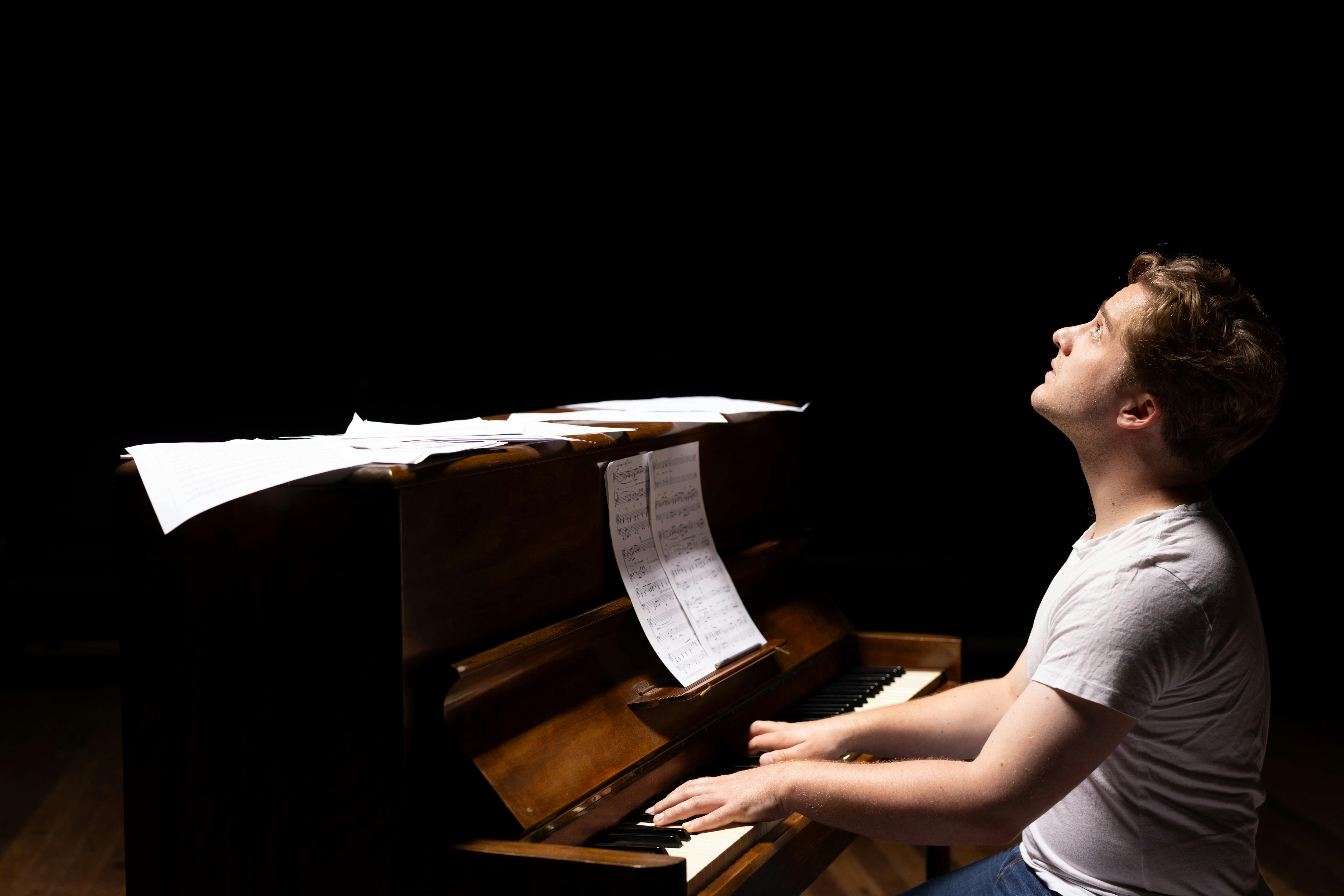 Jon at the piano composing