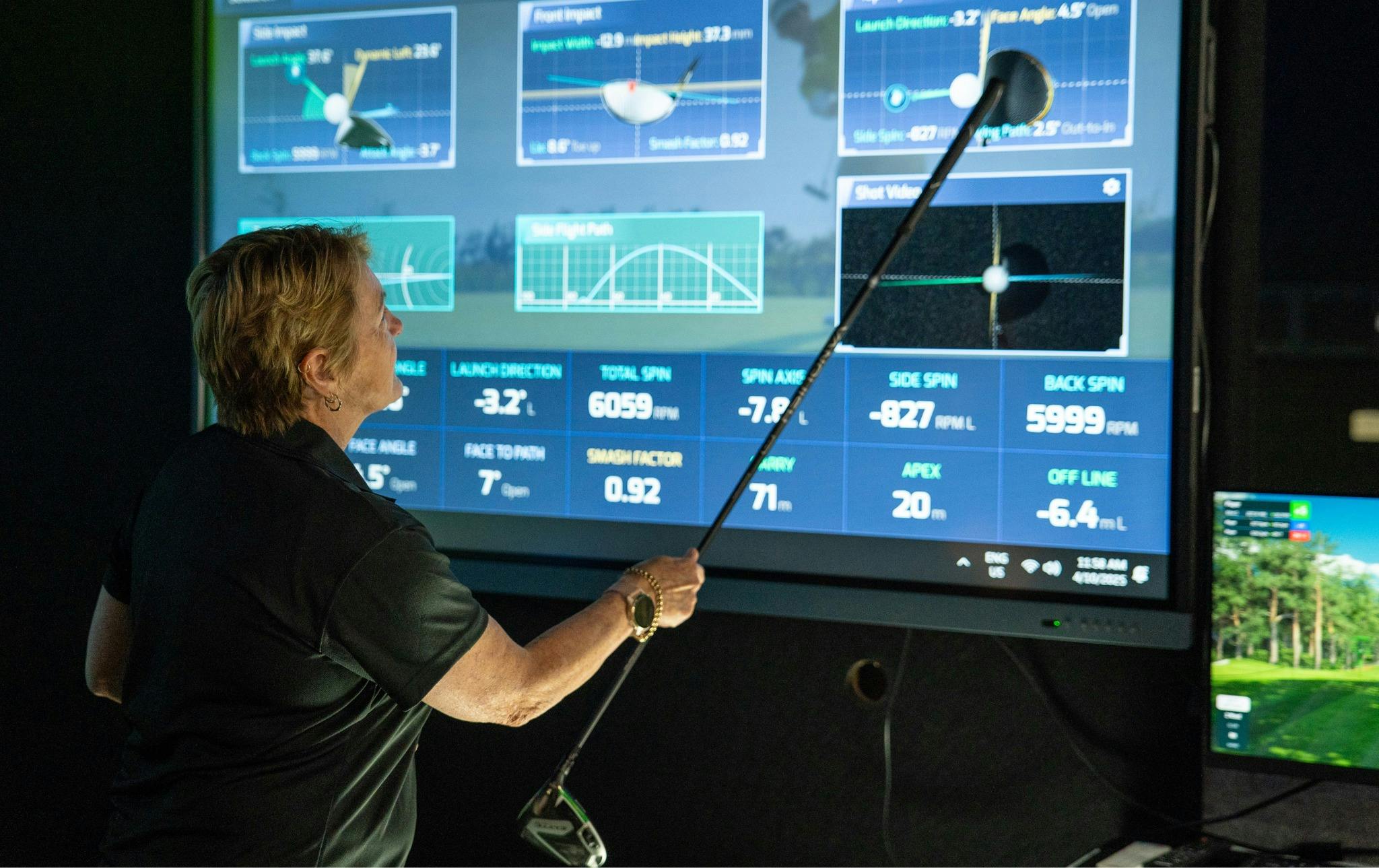 Coach explaining the sim data