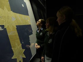 Students viewing the Eureka Flag