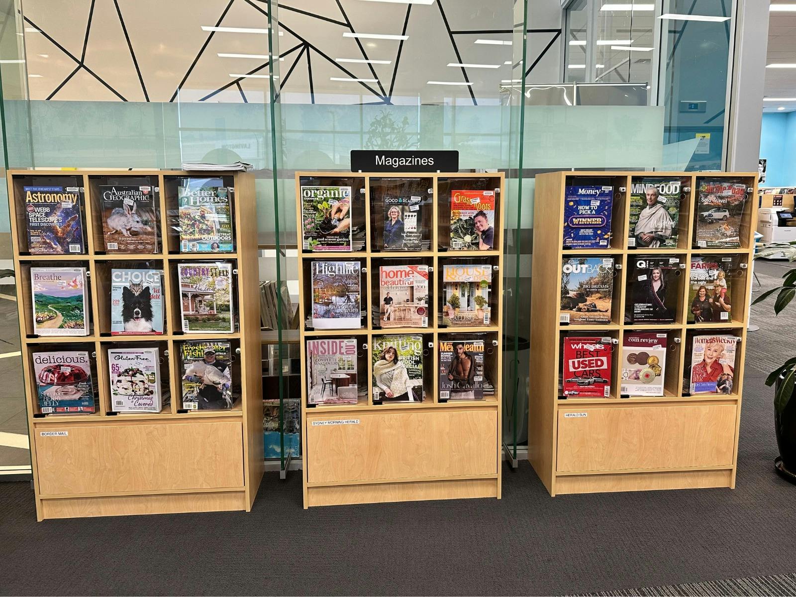 Magazine displays at Lavington Library