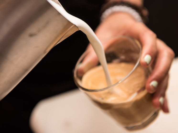 Cup of coffee being made