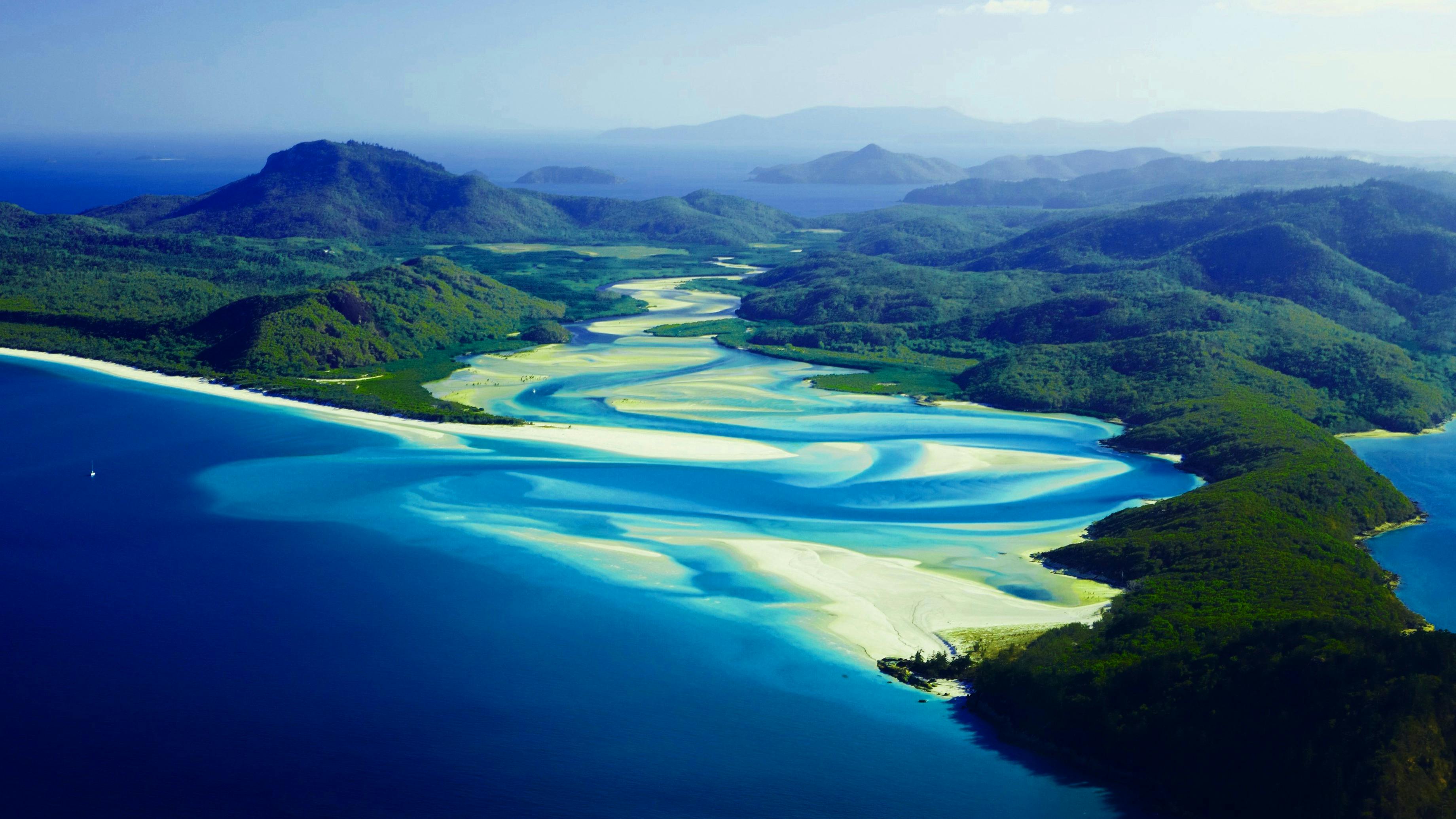 the famous Whitehaven beach from above