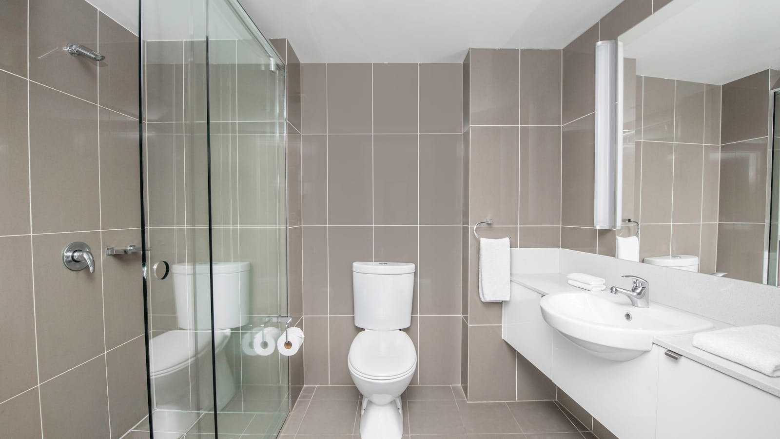 Walk in shower in all Rooms and Apartments excluding King Rooms which have shower over bath.