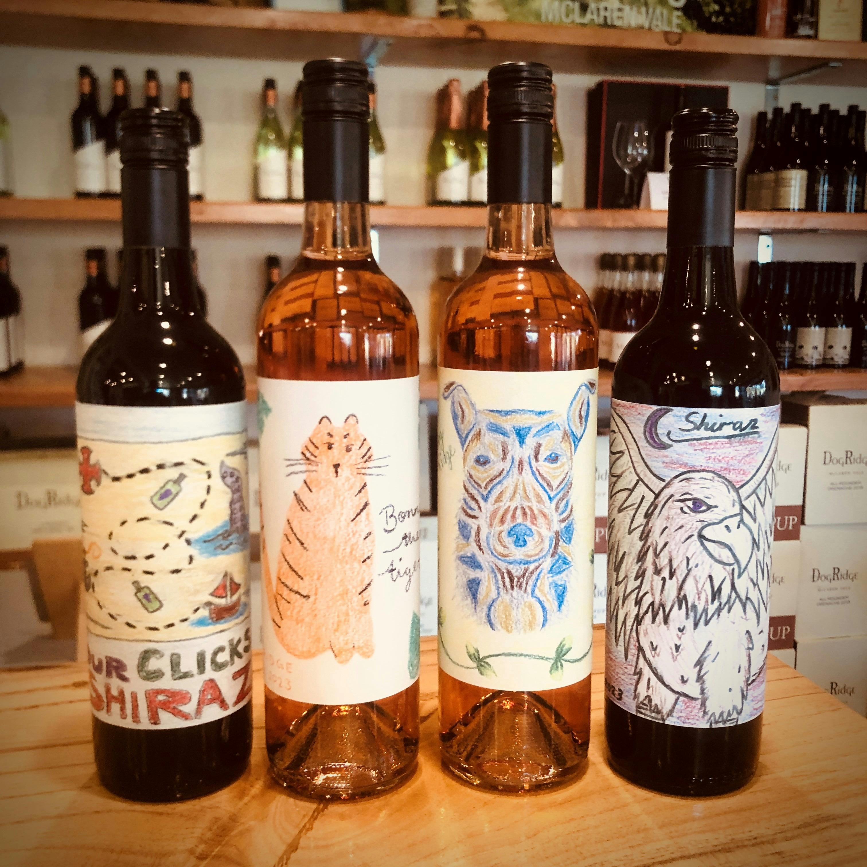 Label making at DogRidge Cellar Door