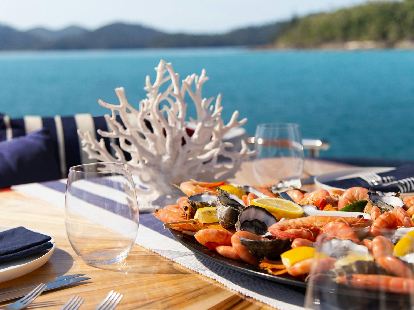 La Mar - dining with seafood and coral centrepiece