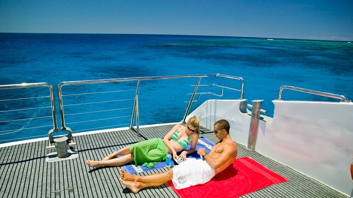 relaxing on sun deck