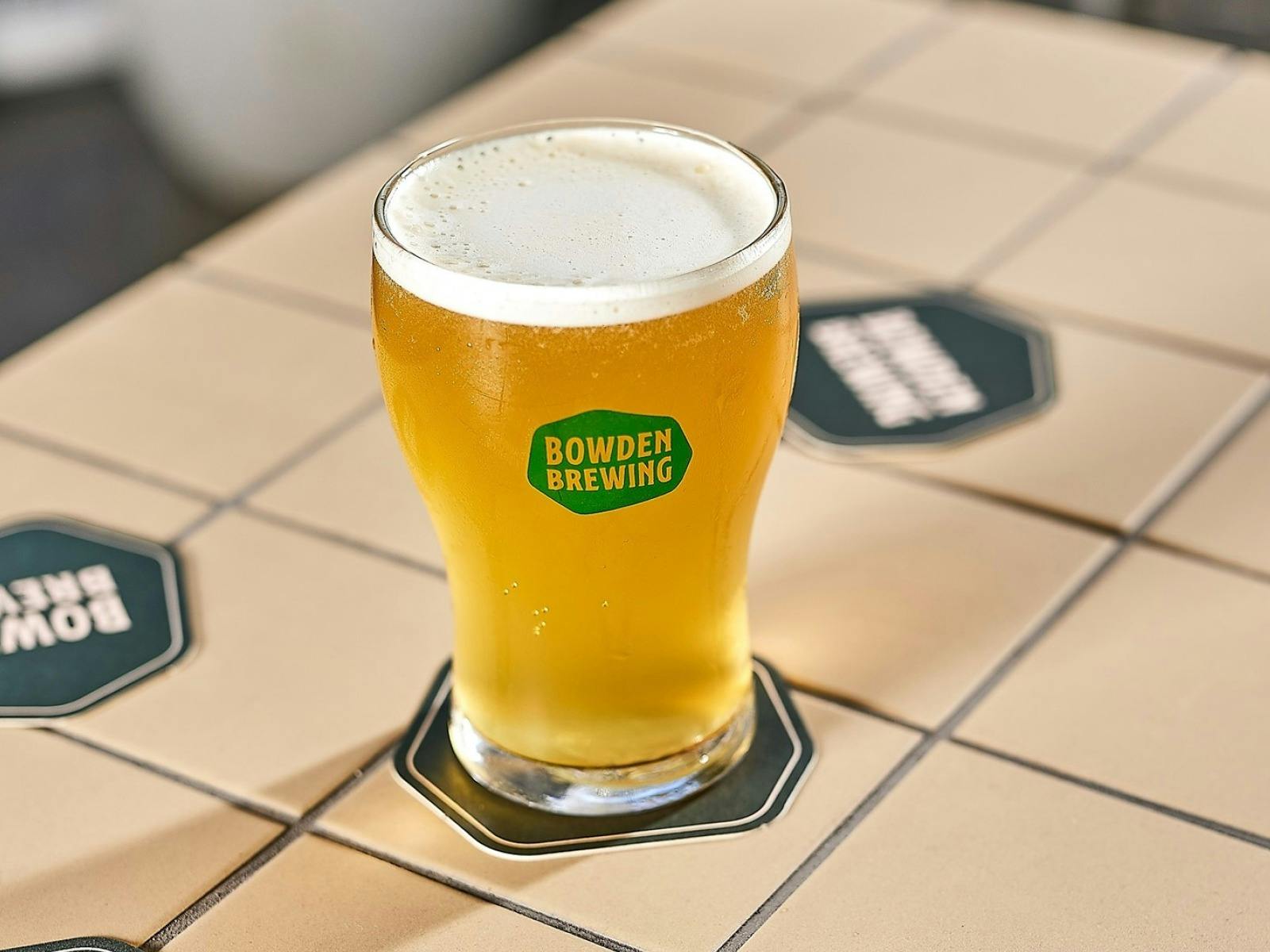 light beer on tile table