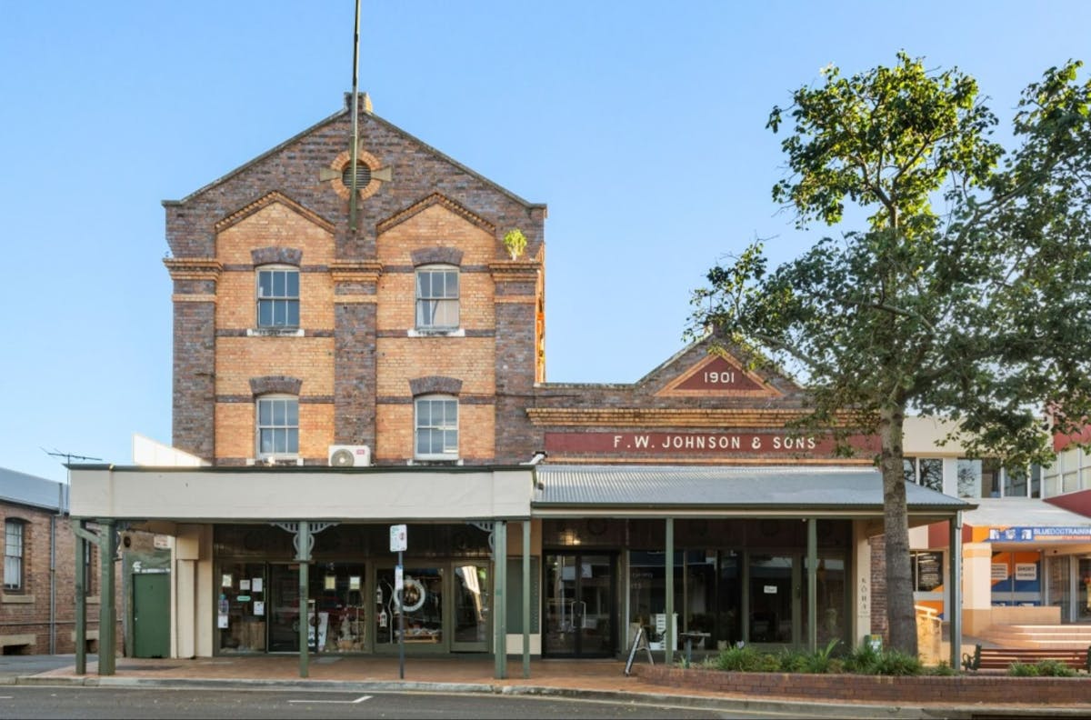 Front view of historical re-brick building