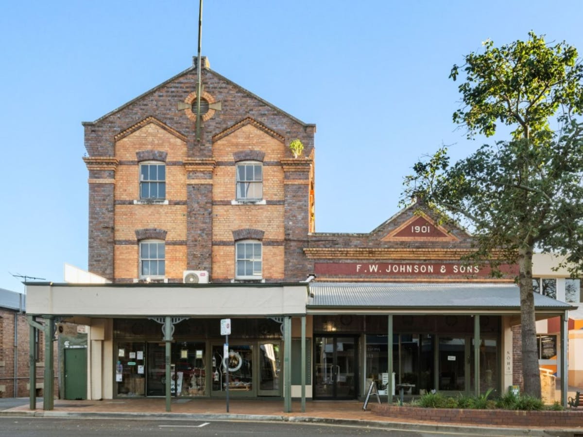Front view of historical re-brick building