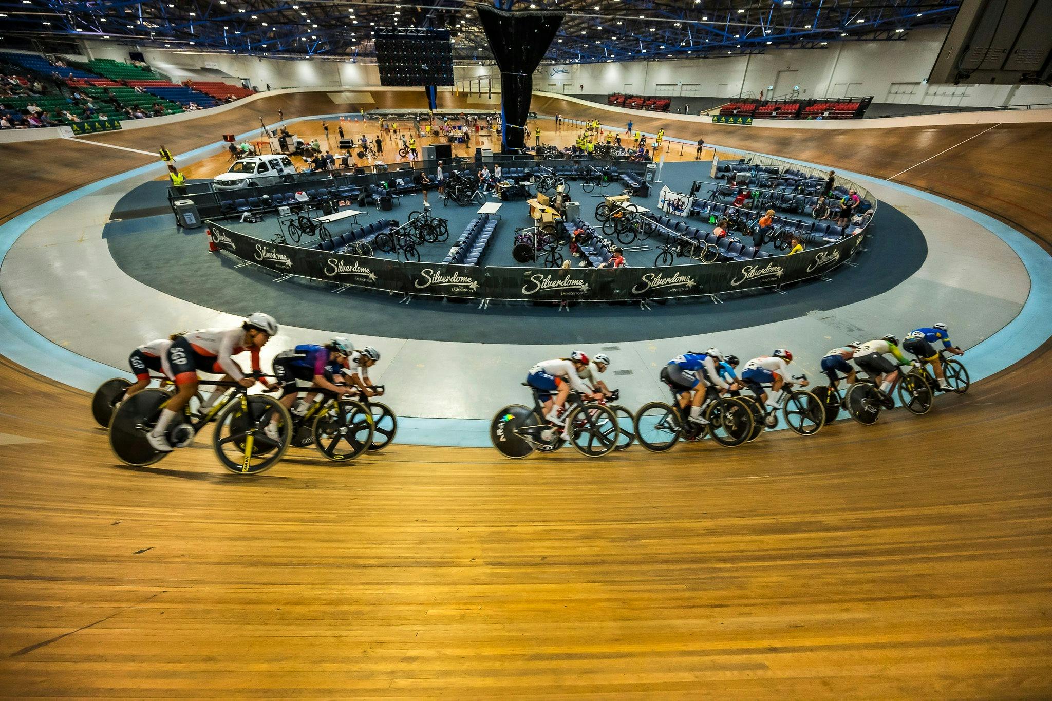 Cyclists competing on Silverdome Track
