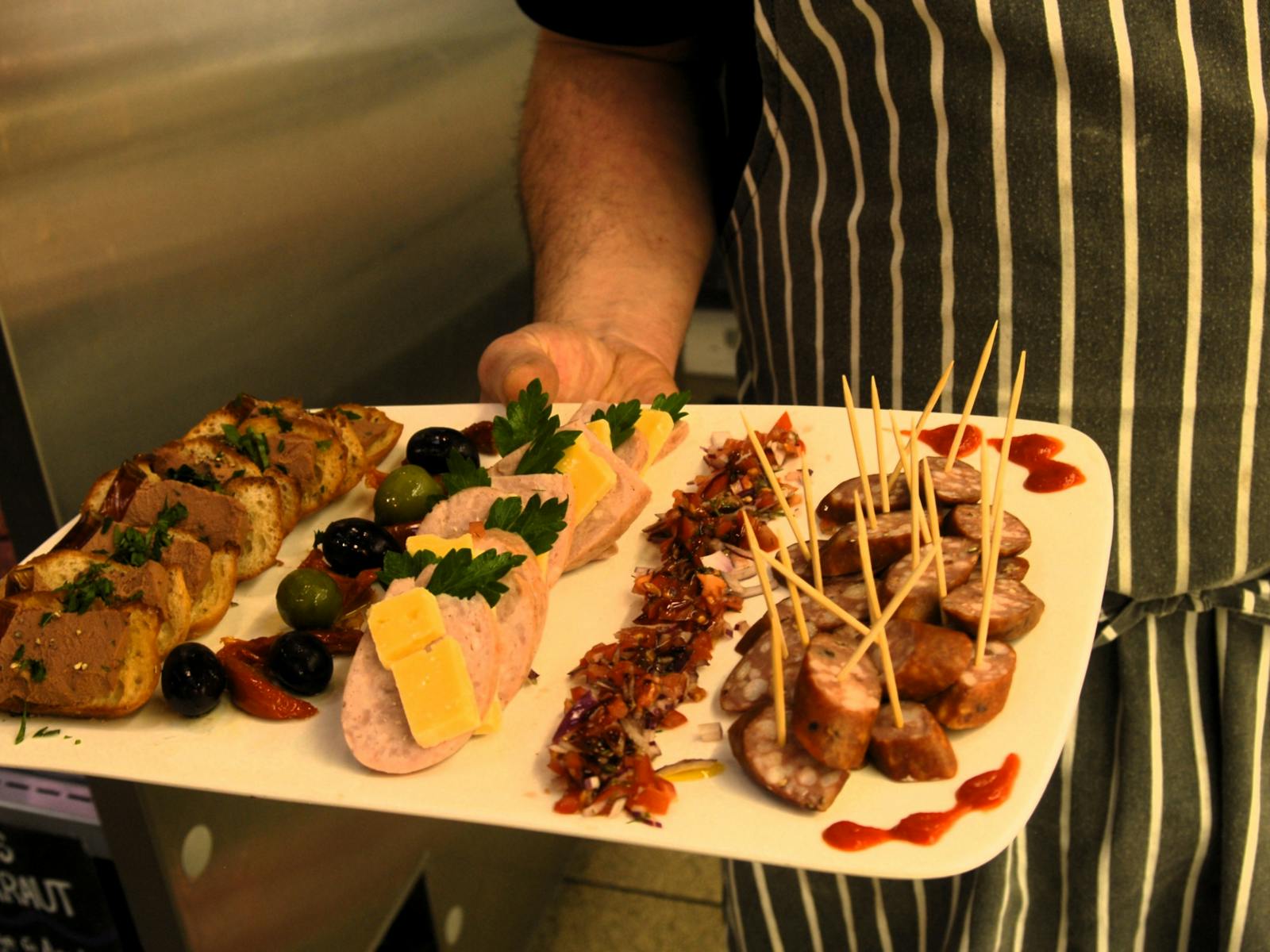 meats and cheese on tray - Hobart Food Tour