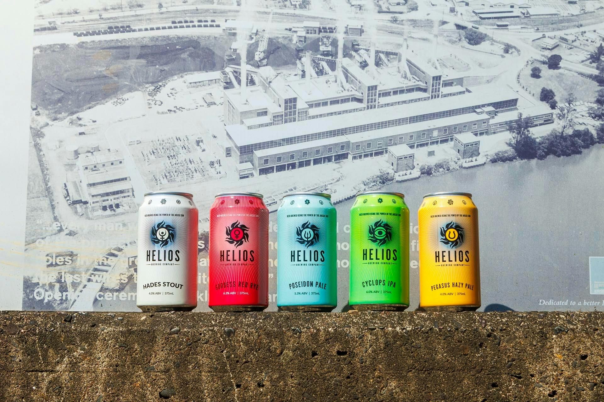 The core range of Helios cans.