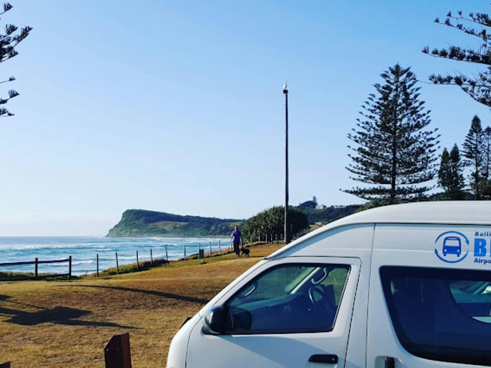 Van with Lennox Headland in background