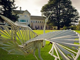 Sculpture at Government House, Canberra with Government house in the background
