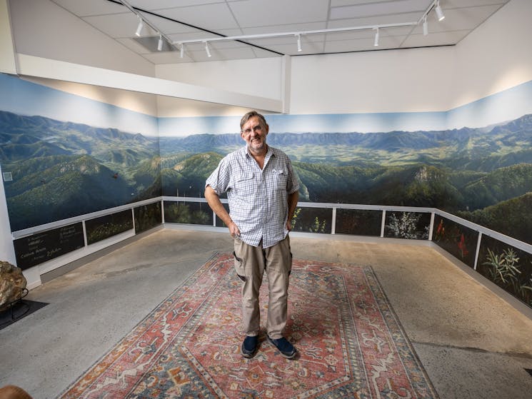 Artist Andy Remanis with The Green Cauldron panorama