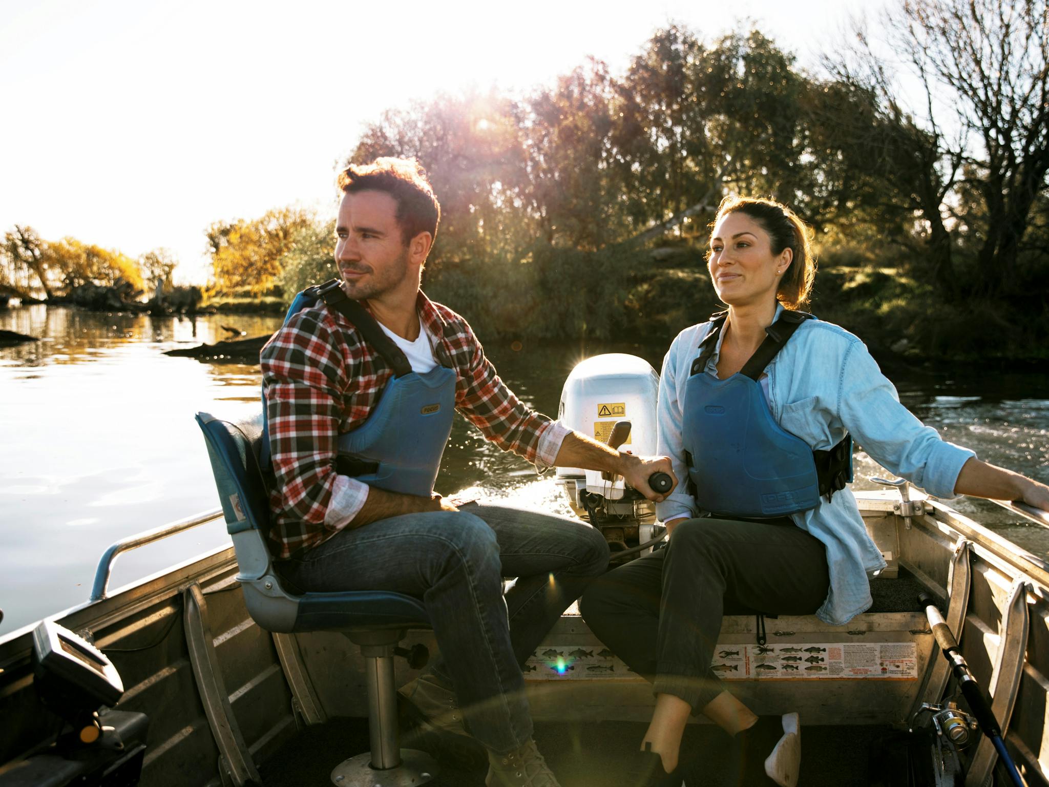 Couple in a tinny fishing on Lake Mulwala