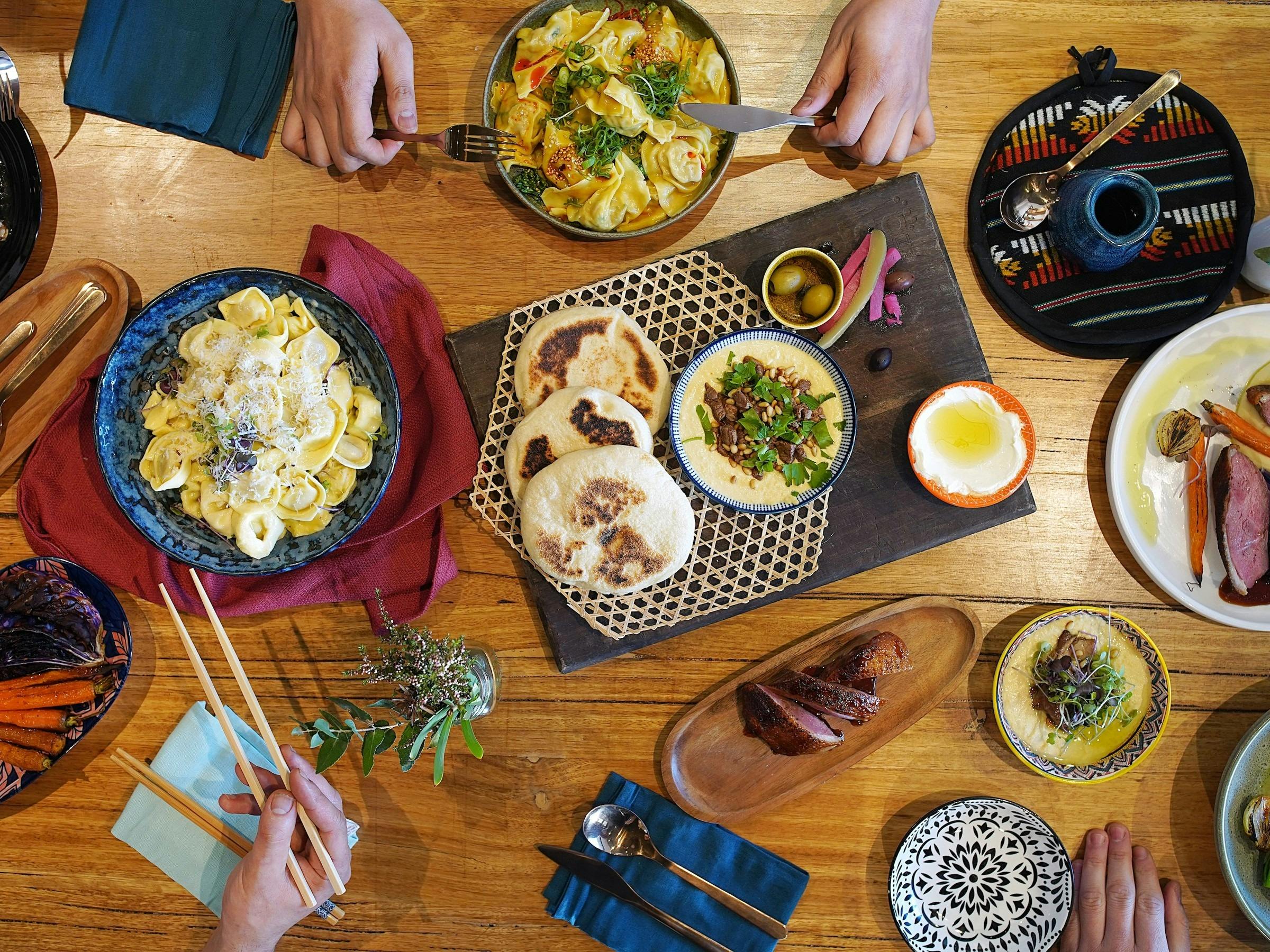 Spread of dishes cooked at a Confident Home Cook workshop