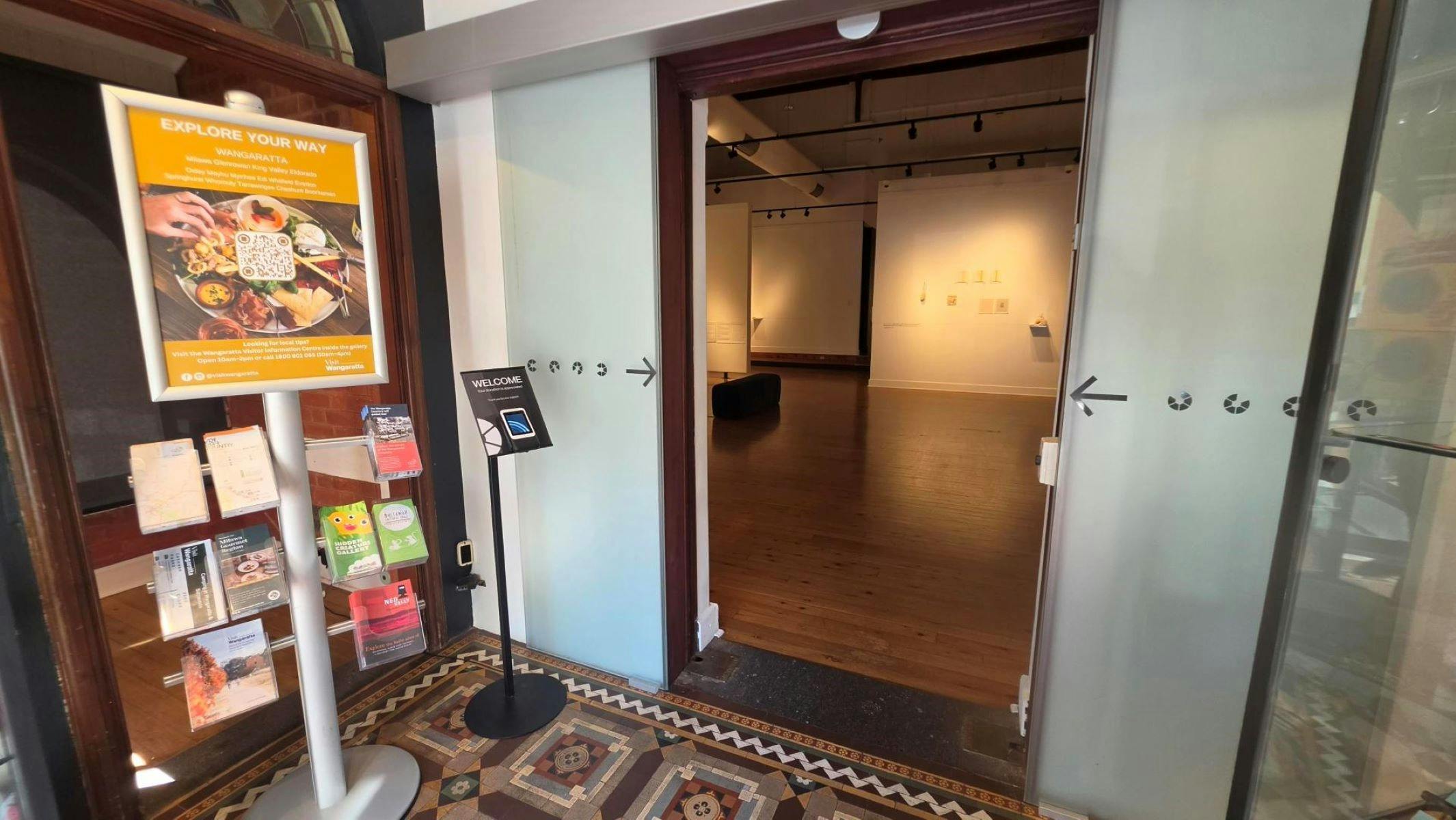 A brochure stand featuring different visitor information on Wangaratta