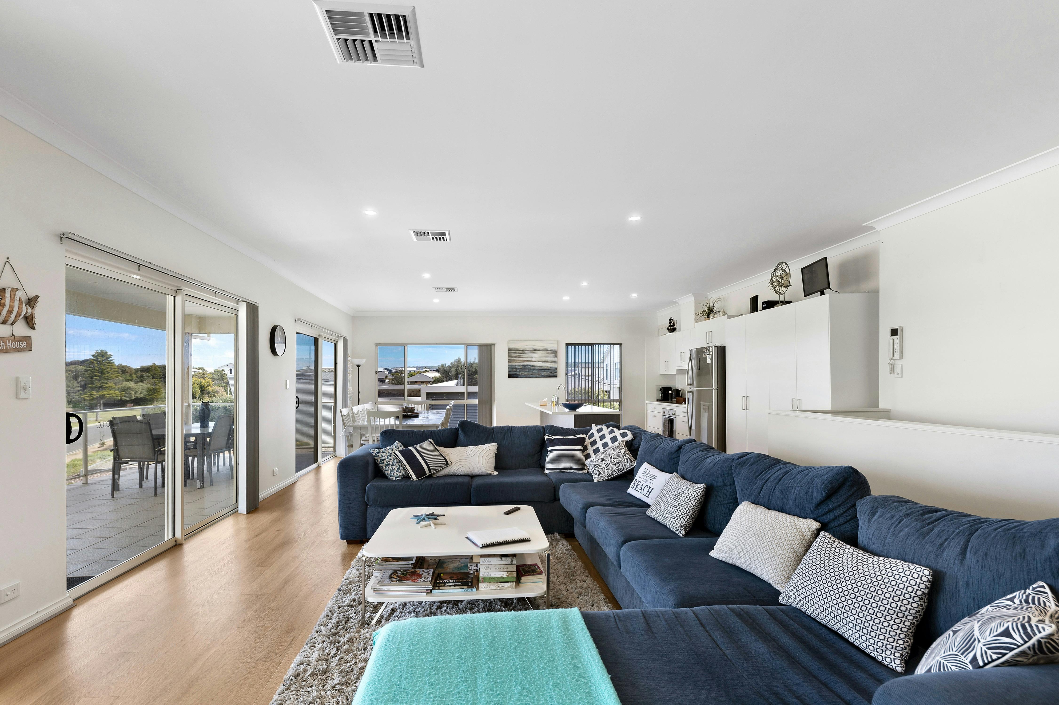 Upstairs living, dining and kitchen