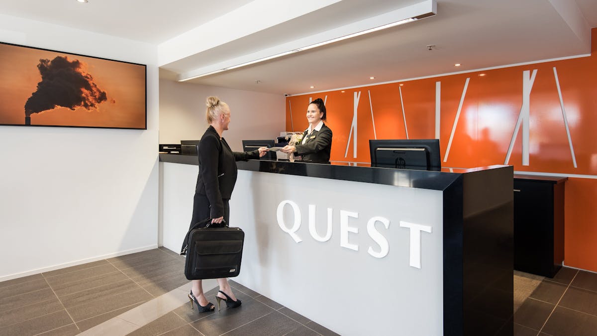 A corporate guest receiving a welcoming check in experience.