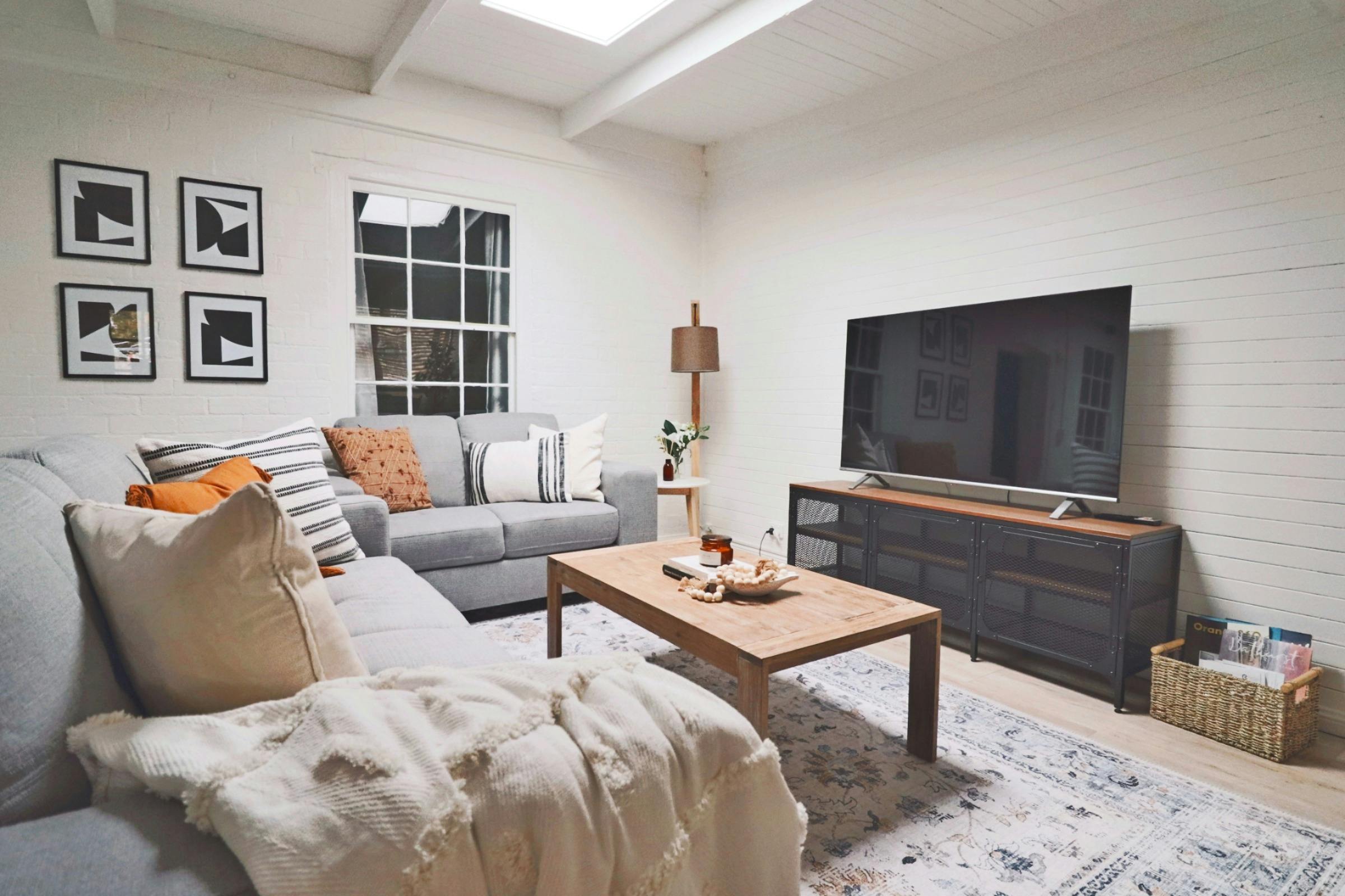 spacious lounge with smart TV