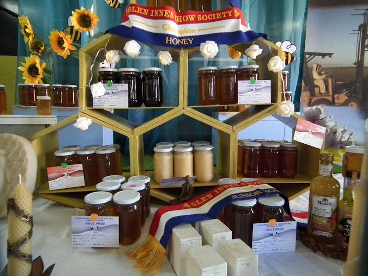 Honey display at the Glen Innes Show