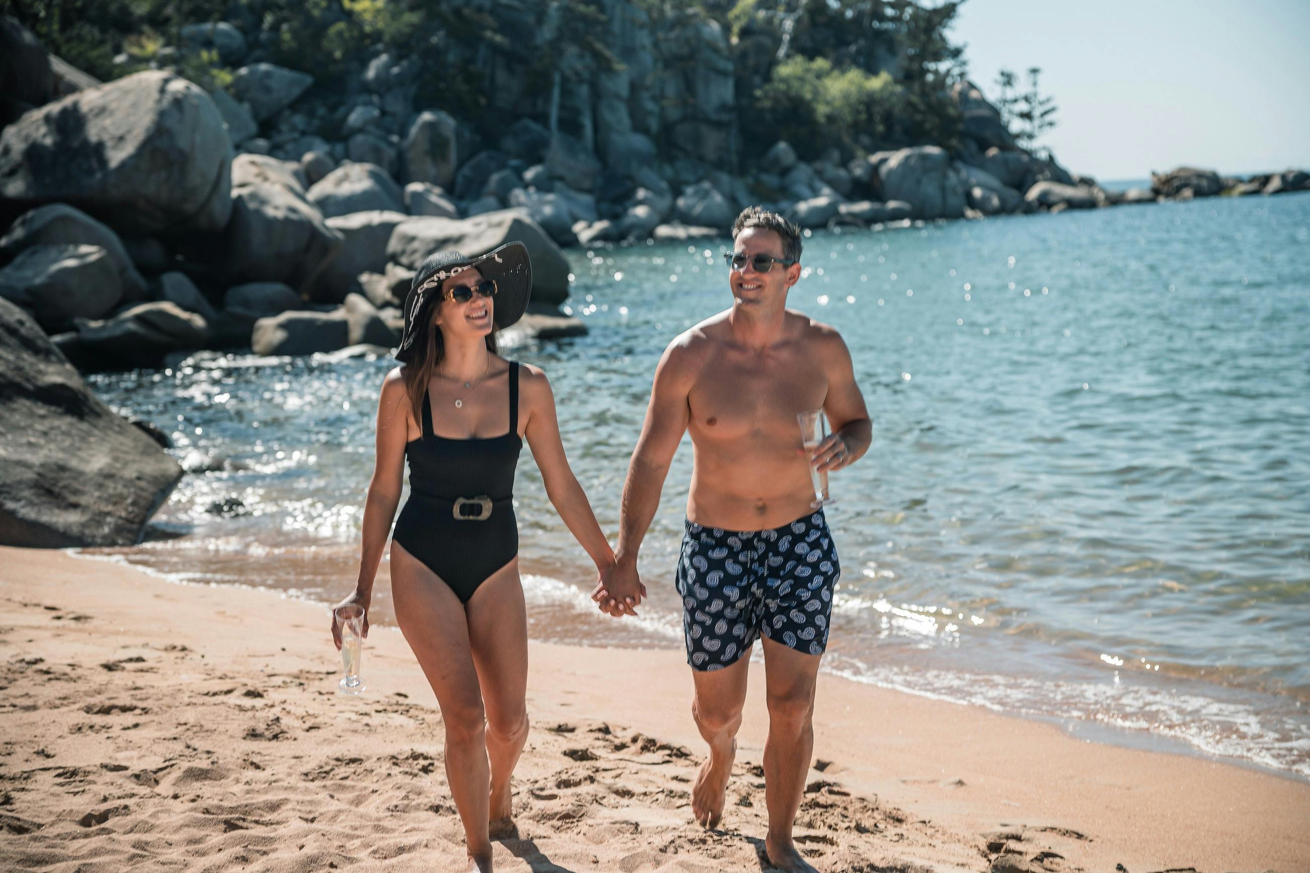 Strolling along a remote beach