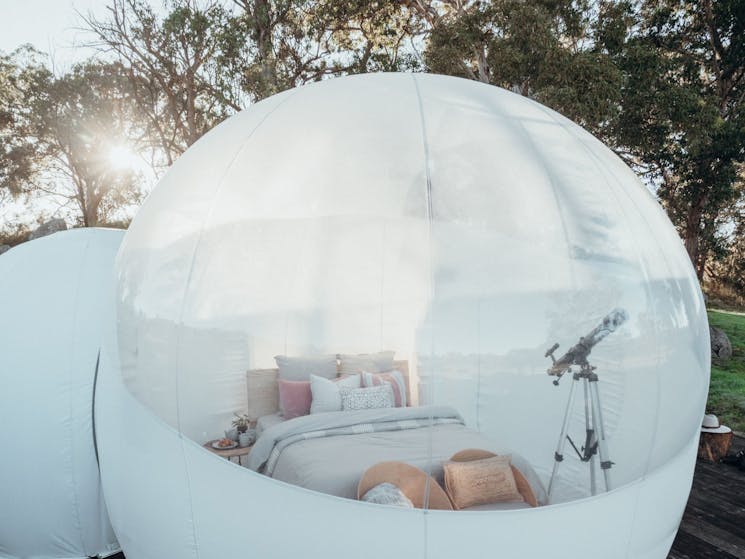 Clear roof inflatable bubbletent bedroom