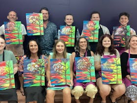None of these people had ever painted before.  The session was full of fun and laughter.