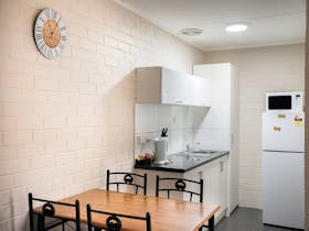 Inside one bedroom apartment showing the kitchenette