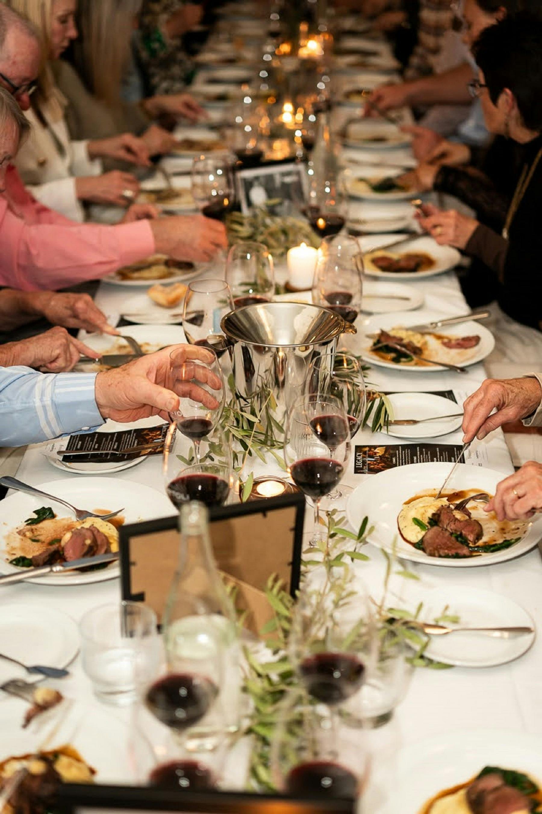 main meal on table at Legacy Dinner - De Bortoli Rutherglen Estate