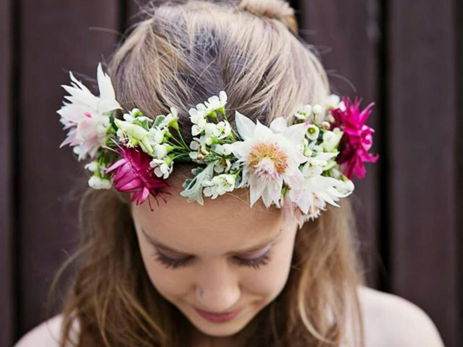 Person wearing flower crown