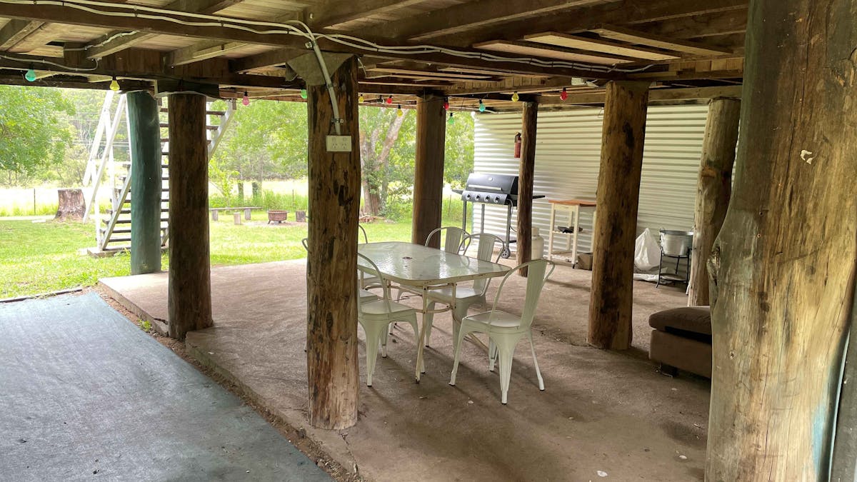 Under the cottage entertainment area