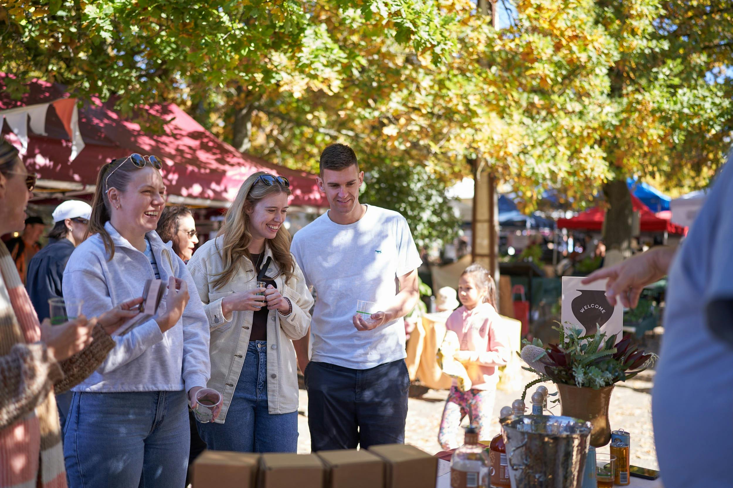 Stirling Laneways visitors shopping market stalls