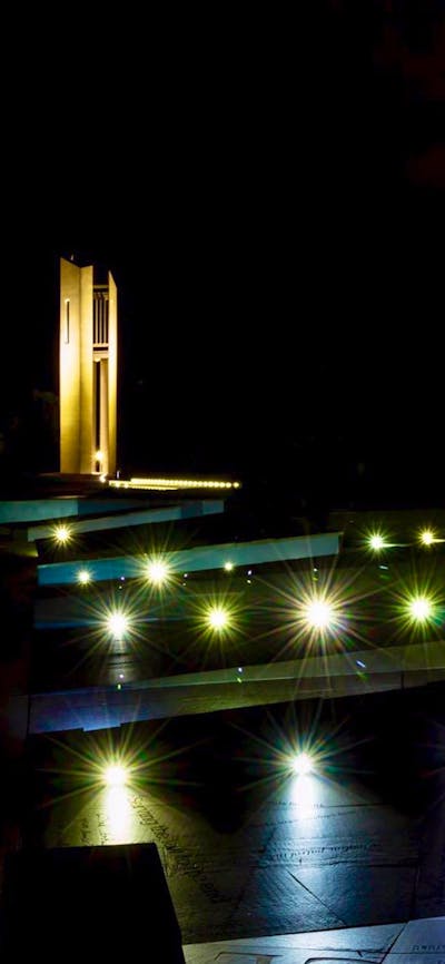 National Police Memorial at night
